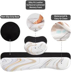 QiyI PU Leather Desk Mat Set, 4-in-1 Ergonomic Wrist Rest, Marble Stripes - Image 6
