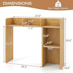 Tangkula Desktop Bookshelf, Countertop Storage Hutch with Shelves for Computer Desk, Desk 3-Tier Display Rack, Multipurpose Wood Desktop Hutch Storage Organizer for Dorm Office - Image 3