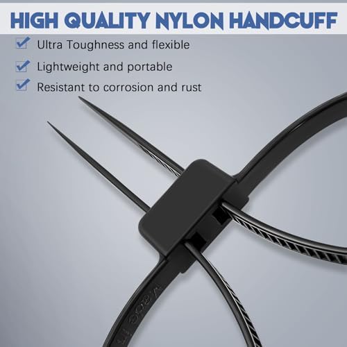 Wonderjune 60 Pcs 27.5 Inches Zip Tie Handcuff Heavy Duty 250 Lbs, Black - Image 4