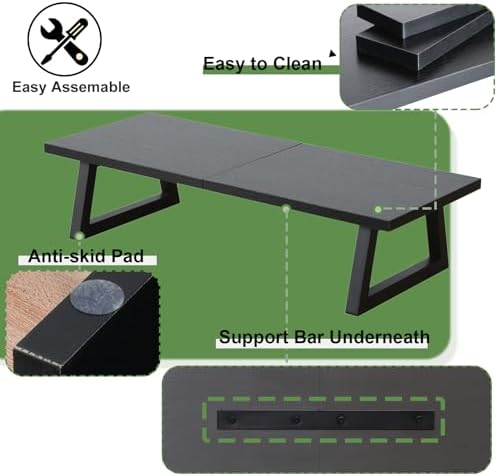 TEAMIX 24 inch Monitor Riser for Desk, Wood & Steel Computer/TV Stand Black - Image 3