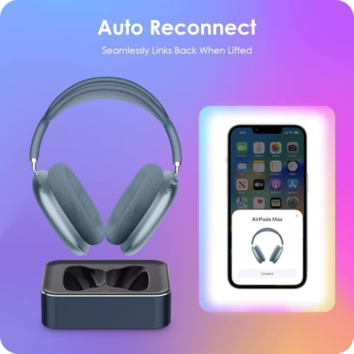Headphone Charging Station for AirPods Max 1 & 2 - Magnetic Charger Dock with Lightning & USB-C Connectors, LED Indicator, Easy Drop-in Charging (Navy) - Image 5