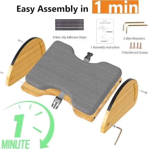 Bamboo Foot Rest for Under Desk at Work 3-in-1 Desk Footrest with Cushion - Image 6
