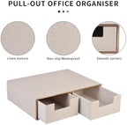 Linen Leather Desk Organizer with Drawers－Mini Desktop Drawer Organizer Stackable－Multifunctional Tabletop Organization Storage Box for Office Supplies Home Vanity Toiletries (Beige, 2-drawers) - Image 6