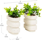 Mind Reader Ribbed Cement Planter Bookends, Faux Greenery for Shelves and Desk Decor, Set of 2, White - Image 3