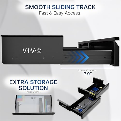 VIVO Black 32 x 9 inch Under Desk Slide Out Drawer Set, DESK-AC03A-2B - Image 5