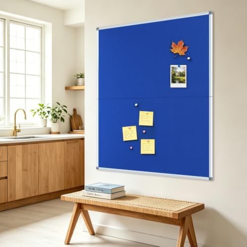 DEVELOP 48x36 Inch Large Blue Felt Bulletin Board, Wall Mounted Pin Memo Notice Cork Board with Silver Aluminium Frame for Office, Home, and Classroom, Includes 10 Push Pins - Image 7