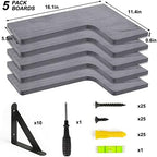 Fixwal Conner Shelves Wall Mounted for Decor, Grey, Set of 5 - Image 4