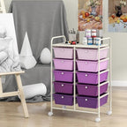Giantex 10 Drawers Rolling Cart, Classroom Organizers, Storage Cart with Wheels, for Teacher Office Home School Supplies Tool Craft Art Paper, Purple Gradient - Image 4