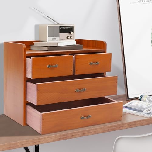 Desk drawer organizer, wooden desk organizer, countertop drawers, 4 drawer storage organizers, office organization and storage, for Home Office Bedroom - Image 7