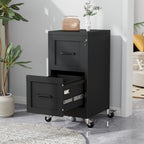 2-Drawer Rolling Metal File Cabinet with Lock, Narrow, Black by Unknown