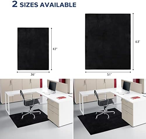 Chair Mat for Hard Floor, 63"x51" Large Desk Rug for Hard Surface, Protector Floor Mat for Home Office (Black) - Image 2