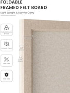 Fluxynara Framed Felt Bulletin Board, 47.2" x 23.6", Oatmeal - Image 3