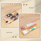 Briwooody 2 Pcs Clear Acrylic Desk Drawer Organizer 11 x 6 x 1.38 Inch Drawer Organizer Trays with 6 Compartments Desk Accessories for Office Makeup Silverware Bathroom - Image 5