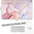 Gaming Mouse Pad 36x24 Giant Desk Mat XXXL Mousepad Extra Large Desk Pad Pink Marble Oversized Huge Computer Mat with Stitched Edges Non-Slip Rubber Base for Office Work Home Game - Image 2