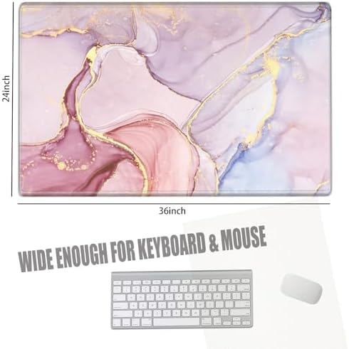 Gaming Mouse Pad 36x24 Giant Desk Mat XXXL Mousepad Extra Large Desk Pad Pink Marble Oversized Huge Computer Mat with Stitched Edges Non-Slip Rubber Base for Office Work Home Game - Image 2