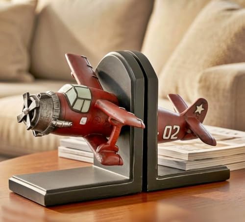 Bellaa Airplane Bookends, Biplane, Aeronautical, Wright Flyer Aircraft by Bellaa