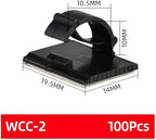 20PCS Cable Organizer Clamp Self Adhesive Wire Clip Tie Fixer Mounting Desk Line Holder Management Fastener for Car Storage(WCC-2 Black 100Pcs) - Image 2