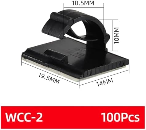 20PCS Cable Organizer Clamp Self Adhesive Wire Clip Tie Fixer Mounting Desk Line Holder Management Fastener for Car Storage(WCC-2 Black 100Pcs) - Image 2