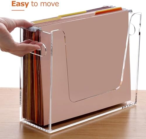 Acrylic Hanging File Organizer, Letter Size Clear File Folder Holder with Handle, Portable Storage Organizer Box for Desk Home Office (No Assembly Required) - Image 3