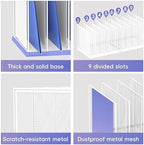 9-Section Desk File Organizer, Vertical File Holder, Mesh Desktop File Folder Metal File Organizer Stand for Office Home Classroom, White - Image 5