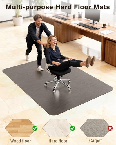 Blvornl Ultra Large Office Chair Mat for Hardwood Floor, Rolling Chair Mat for Hard Wood, Large Anti-Slip Hard Floor Protector, Heavy Duty Computer Desk Rug for Office and Home 47.2"*60" Brown - Image 5