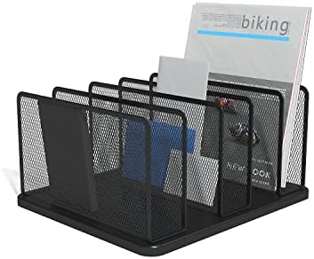TRU RED Wire Mesh File Organizer, 5-Compartment, Matte Black, 2-Pk - Image 2