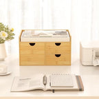 Wisuce Bamboo Desk Drawer Organizer, 3 Drawer Desktop Organizer with Drawers Tabletop Storage Organization Box for Office Home Toiletries Supplies Vanity, No Assembly Required - Image 4