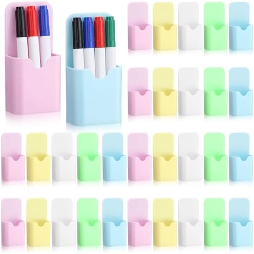 Novabright 48 Pack Magnetic Pen Marker Holder Bulk Wall Mounted Marker Organizer for Whiteboard, Fridge, Office for Dry Erase Markers, Pens, Erasers(Pastel Color) by Unknown