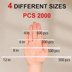 Zip Ties Assorted Sizes 4+6+8+12 Inch, 2000 Pack, White Cable Ties for Multi-Purpose, Nylon/Plastic Wire Ties for Home Improvement, Office & Outdoor Use (Clear-Colored Style). - Image 2