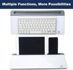 Small Desktop Glass Whiteboard Dry-Erase-Board - Computer Keyboard Stand White Board Surface Pad with Drawer, Desk Organizers with Accessories for Office, Home, School Supplies - Grey - Image 5