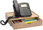 MobileVision Bamboo Telephone Stand with Drawer Stackable Storage Solution for Office Products Pens, Pencils, Scissors, Notepads, Business Cards and More by MobileVision