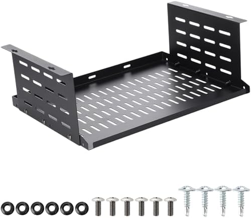 Under Desk Computer Mount for Small Form Factor Sff Computers and Pcs, Using Space 16.7" x H 6" x D 12" Mount Shelf Organizer for Office Home Workstation Gaming Stand up Desk by Otoolling