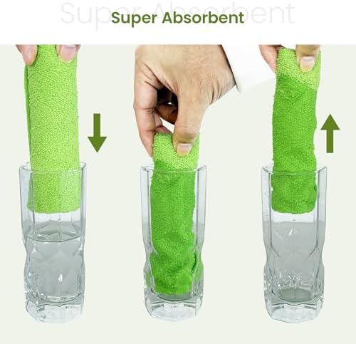 Greenfound Microfiber Cleaning Cloth Roll, 80 Pack Tear Away Towels, Reusable Washable Lint Free Scratch Free Absorbent Cleaning Rags for Kitchen Home Car Window Glass, 11.5 x 11.5 Inch Wave Green - Image 5