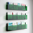 Magazine Holder Vinyl Records Holder 3-Layer Brochure Holder Wall Mount, Hanging Magazine Rack Clear Acrylic Floating Shelves Heavy Duty, Literature Organizer for Office, Kids Room, Home(Green,L - 60c by Unknown