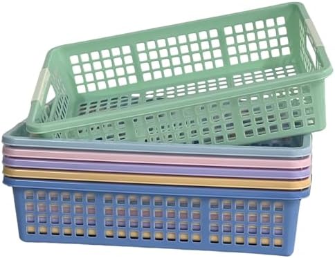 6 Pack Plastic Turn in Paper Trays for Classroom, Storage Bin Baskets by RAUVOLFIA