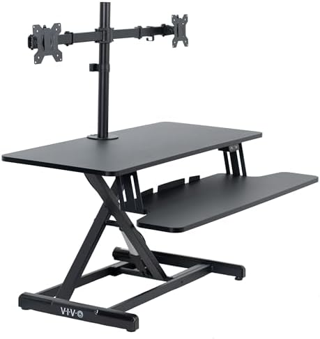 VIVO Black 36 inch Desk Riser with Dual Monitor Mount, DESK-KIT-VE36B2 by VIVO