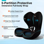 Seat Cushion for Office Chair and Car, L-Shaped Memory Foam Seat Cushion, Ergonomic Sciatica & Tailbone Pain Relief Cushion with Non-Slip Breathable Cover, Back Support for Office Chair-Black - Image 4
