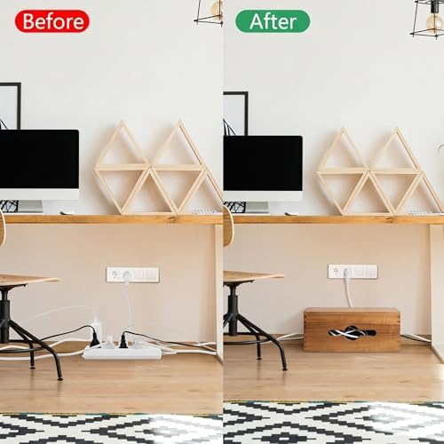Cable Management Box,Cord Organizer Hide Desk Floor Wires,Home Office,Wood - Image 4