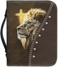 Floral Bernese Mountain Dog Pattern Bible Cover for Men Soft PU Leather Verse Print Bible Carrying Case Large Capacity Book Organizer with Top Handle Gifts for Christians by Glomenade