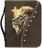 Floral Bernese Mountain Dog Pattern Bible Cover for Men Soft PU Leather Verse Print Bible Carrying Case Large Capacity Book Organizer with Top Handle Gifts for Christians by Glomenade