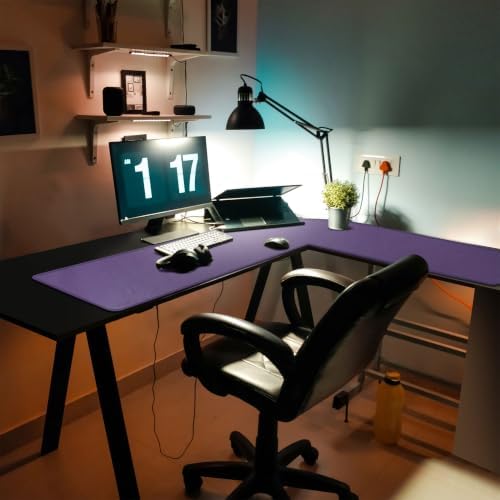 Mydours L-Shape Desk Pad, 54" x 54" x 16" PU Leather Corner Mat, Purple - Image 2
