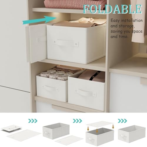 Storage Basket, Closet Organizer, 3 Pack, White, 18.5x11x7.9 In - Image 6