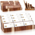 DLUGOPIS 4 Tier Acacia Wood Business Card Holder Desktop Display Stand Multiple Wood Business Card Organizer Rack Gift Card Pamphlet Display for Exhibition Home Office by DLUGOPIS