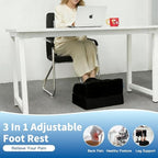 3 Adjustable Heights Foot Rest for Under Desk at Work, Comfortable Footrest with Warm Plush Feet Pocket, Washable Cover, Foot Stools for Office, Chair and Gaming - Leg Pain Relief (Black) - Image 6