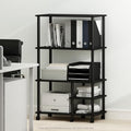 Furinno Turn-N-Tube 4-Tier Toolless Multipurpose Printer Stand Display Storage Shelf with Wheels, Americano/Black by Furinno-FitsYourSpaceFitsYourBudget