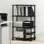 Furinno Turn-N-Tube 4-Tier Toolless Multipurpose Printer Stand Display Storage Shelf with Wheels, Americano/Black by Furinno-FitsYourSpaceFitsYourBudget
