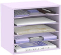 5 Tier Wood Desk Organizer, Paper Organizer for Desk, Purple by SUPEASY