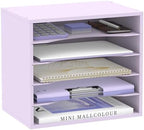 5 Tier Wood Desk Organizer, Paper Organizer for Desk, Purple by SUPEASY