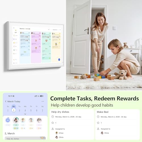 Digital Calendar, 15.6 Inch Wall Planner Electronic Calendar & Chore Chart, Smart Touchscreen Interactive Display for Family Schedules, Great for Organizing Your Routines, Wall & Desk Mountable - Image 3