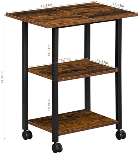 Lerliuo 3-Tier Printer Stand, Industrial Rolling Printer Table with Storage - Image 3